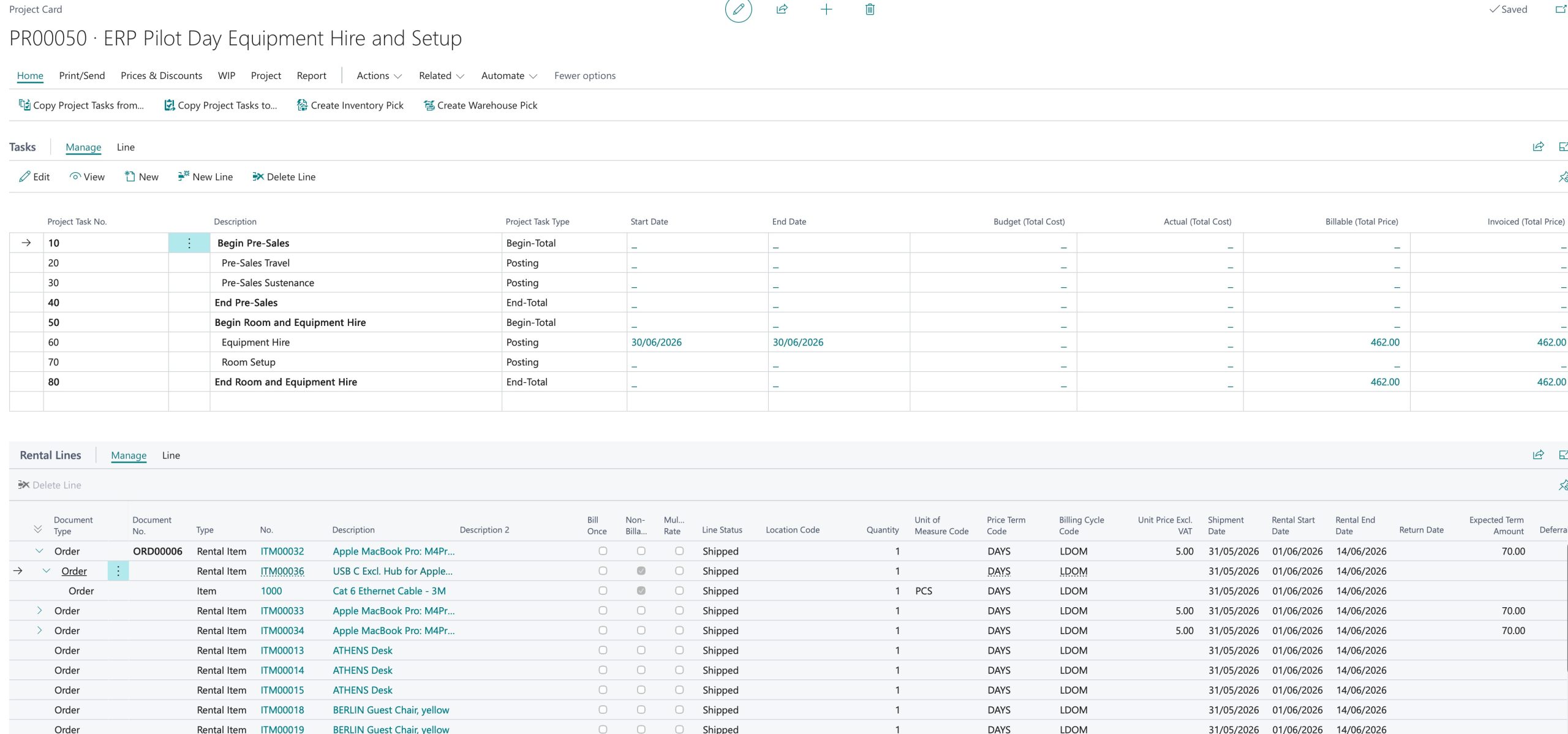 Project Integration in Business Central
