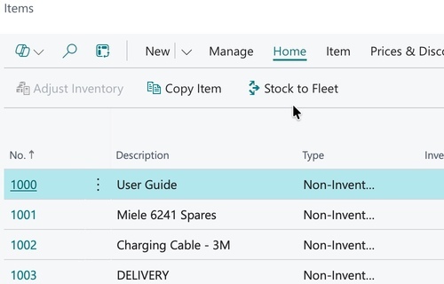 Step 1 - Select inventory item